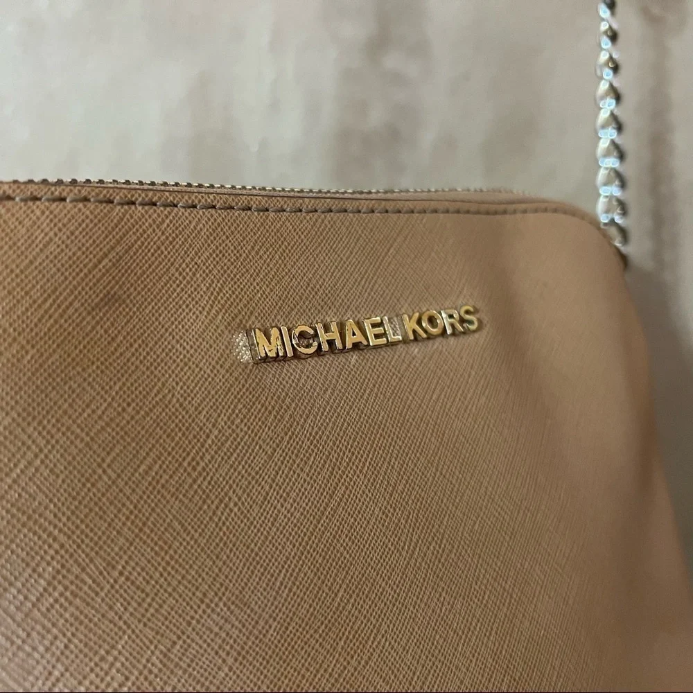 Michael Kors | Cindy Large Dome Saffiano Leather Crossbody Bag Purse in Peanut